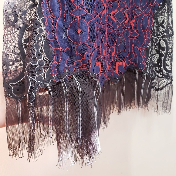 $1,065 NEW JONATHAN SIMKHAI Navy Black Cocktail Mini Dress Lace Fringed Hemline - Picture 11 of 12